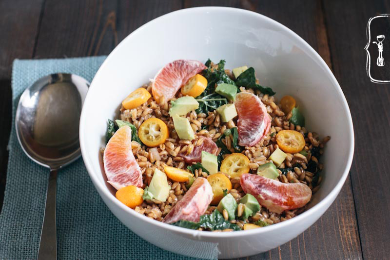 Farro Salad with Blood Oranges, Kumquats, Beets and Avocado