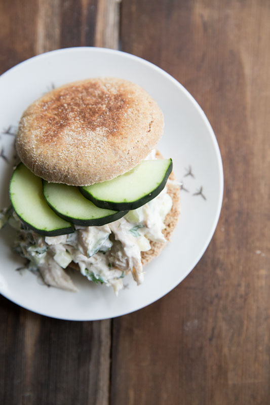 Light Tzatziki Chicken Salad Recipe made with Greek yogurt instead of Mayo • theVintageMixer.com 