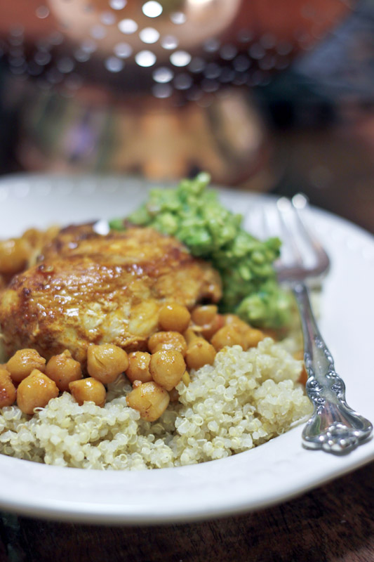 Moroccan Chicken with chickpeas and avocado recipe 