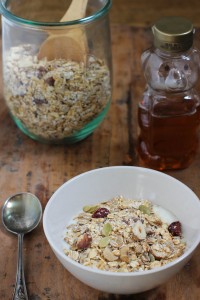 Homemade Muesli with yogurt and honey