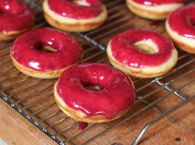 Nutmeg Donuts with Berry Icing