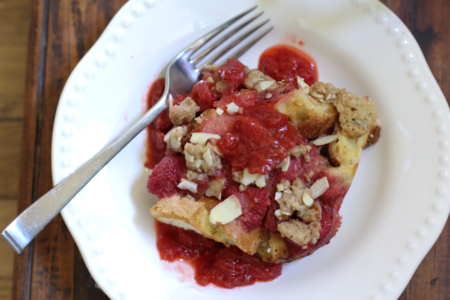 Strawberry Rhubarb Baked French Toast