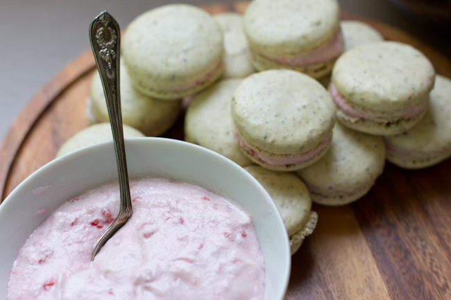 Pistachio Macaron Recipe with Raspberry Buttercream