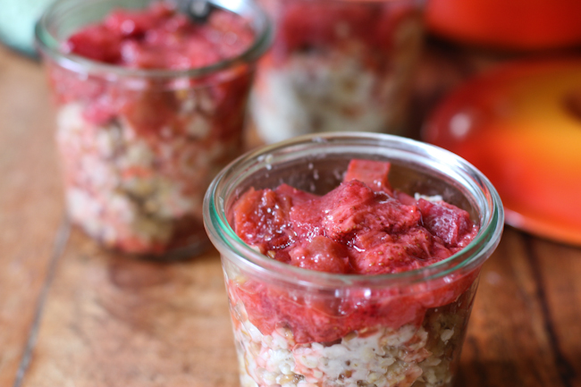 Strawberry Rhubarb Oatmeal with Farro