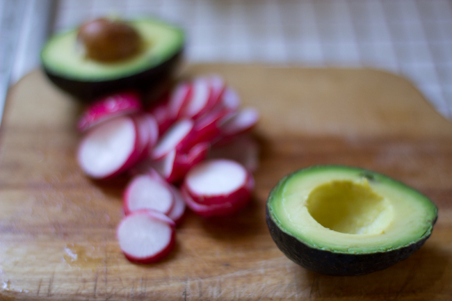 avocado and radishes