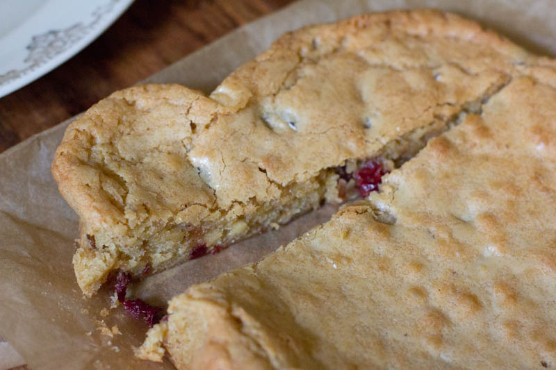 Brown Butter Bar recipe with dried cherries and toasted hazelnuts