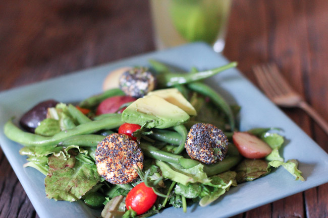 Farmers Market Salad with Spiced Goat Cheese Croutons