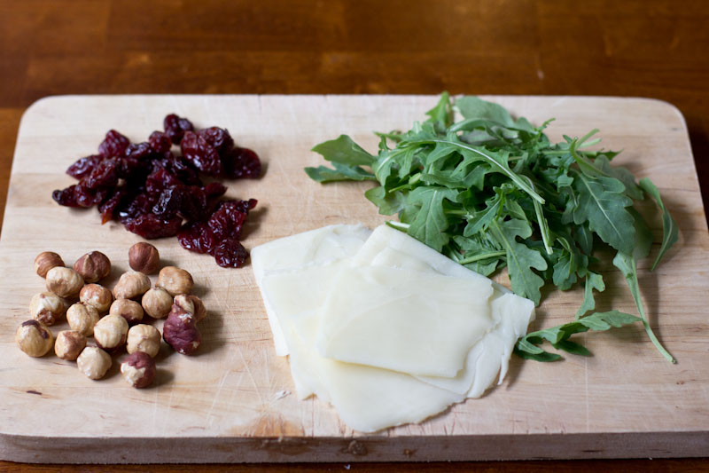 Grilled Cheese Recipe with dried cherries arugula and hazelnut butter