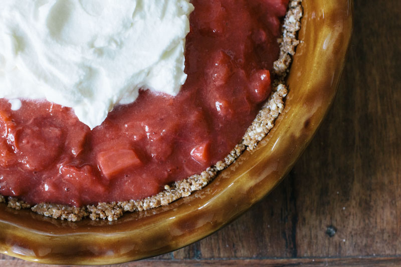 Strawberry Rhubarb Freezer Pie Recipe with Gingersnap Crust