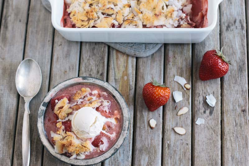 Strawberry Rhubarb Coconut Crisp Recipe