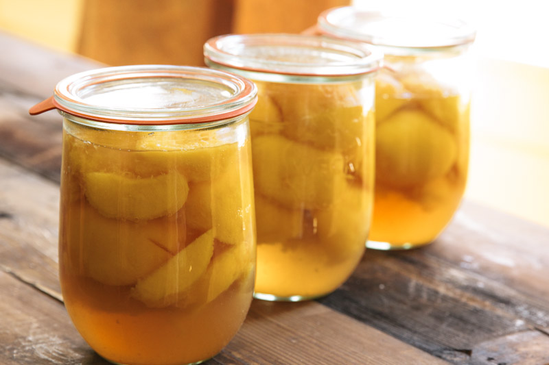 Jars of Sunshine: Honey Bourbon Canned Peaches • theVintageMixer.com