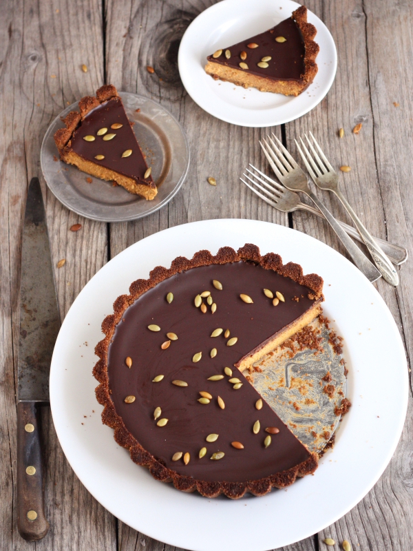 Chocolate Pumpkin Tart Recipe from Completely Delicious