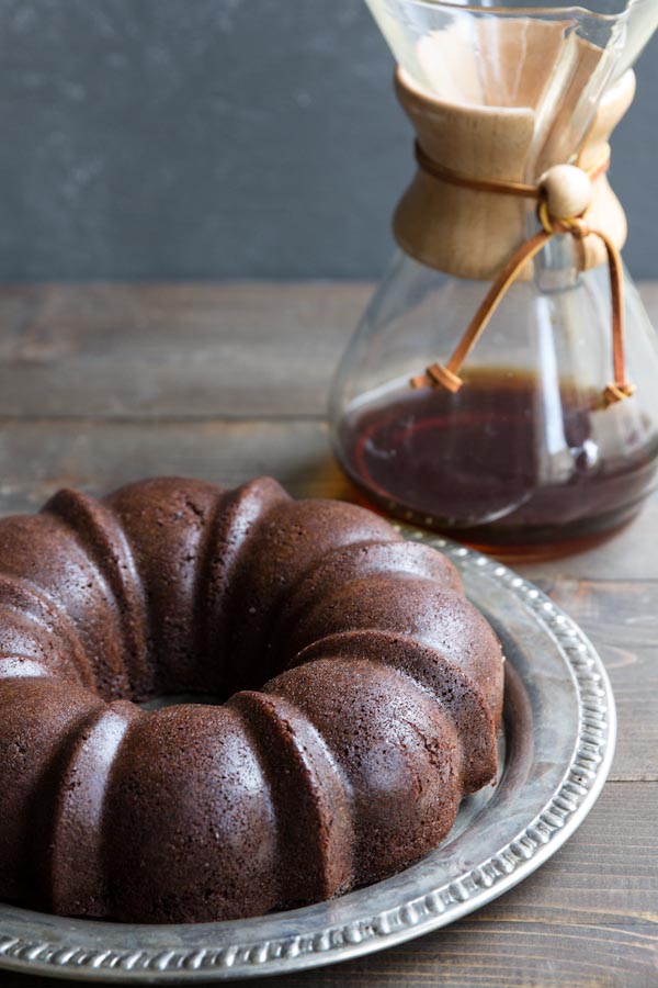 Chocolate Bundt Cake with Whiskey Caramel Sauce