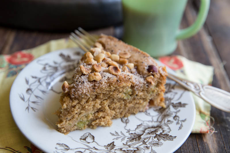 Rhubarb Coffee Cake Recipe • theVintageMixer.com #eatseasonal