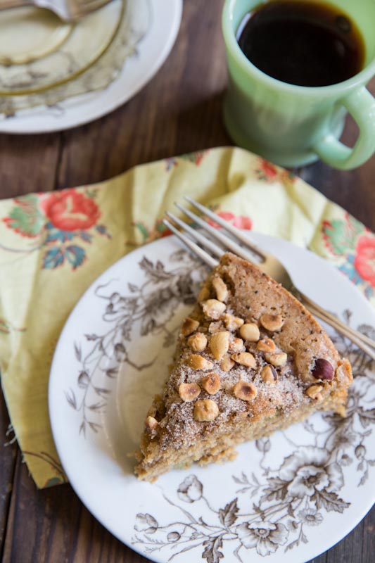 Rhubarb Coffee Cake Recipe • theVintageMixer.com #eatseasonal