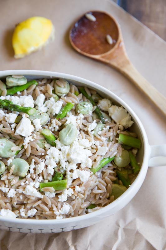 Fava Bean and Asparagus Orzo Salad Recipe • theVintageMixer.com