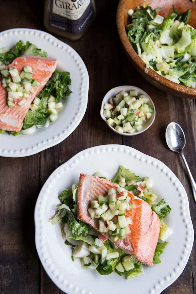 Salmon with apple cucumber avocado salsa 