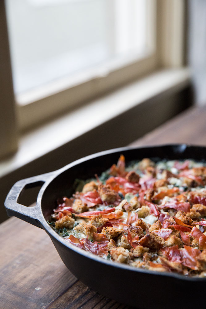 Kale and Collard Green Gratin Recipe • theVintageMixer.com #Thanksgiving