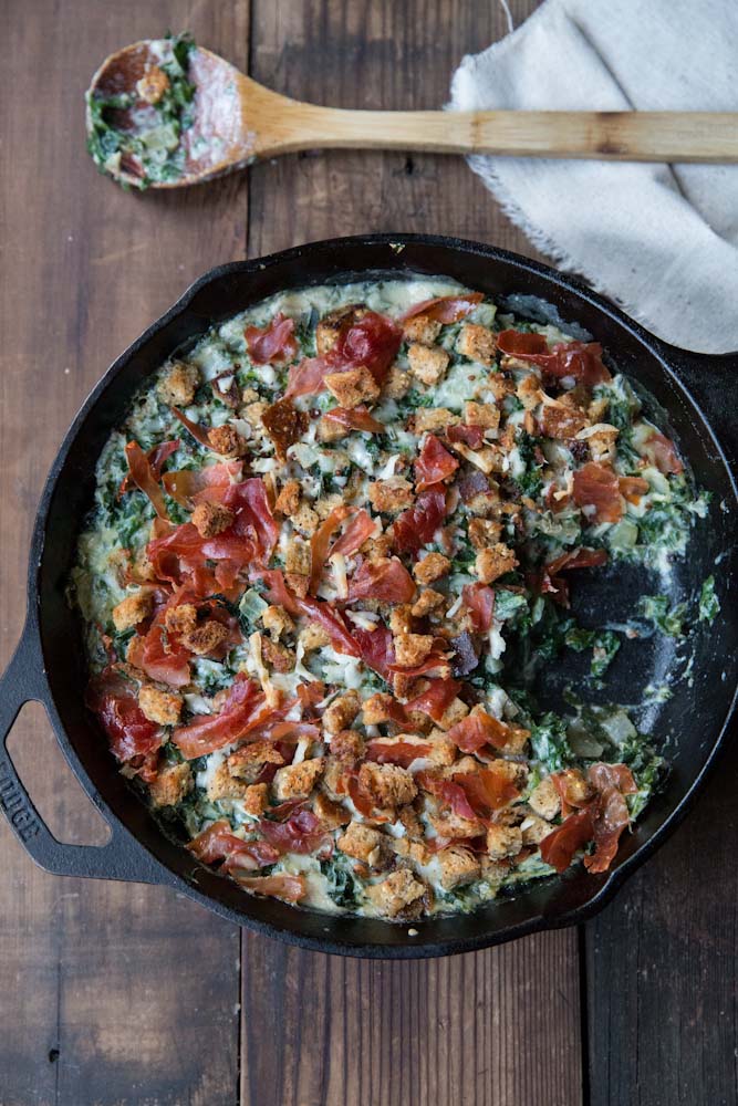 Kale and Collard Green Gratin Recipe • theVintageMixer.com #Thanksgiving