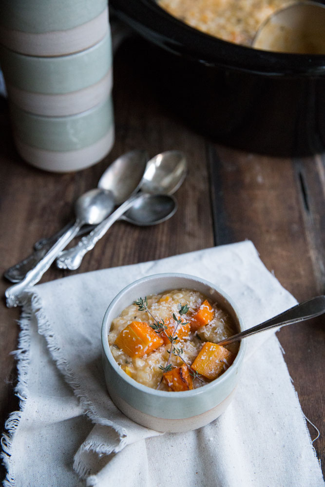 Slow Cooker Butternut Squash Risotto • theVintageMixer.com