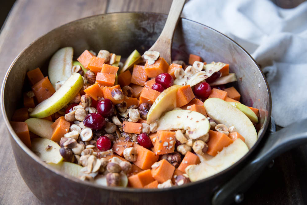 Sweet Potato, Apple, Cranberry Sauté • theVintageMixer.com #Thanksgiving