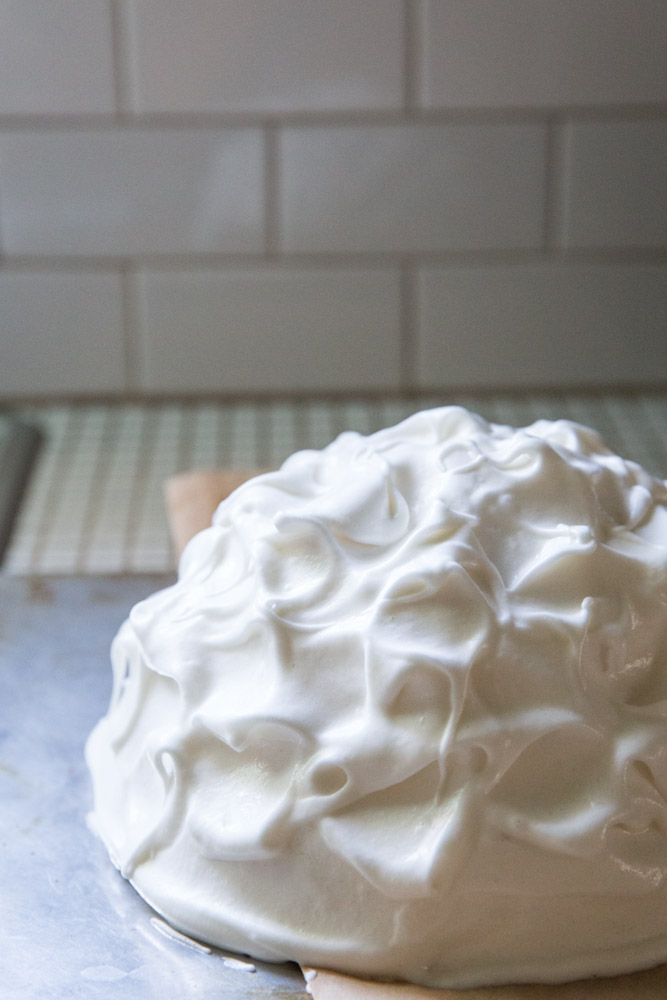 Red Velvet Baked Alaska Christmas Cake • theVintageMixer.com #Christmas