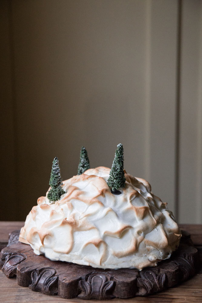 Red Velvet Baked Alaska Christmas Cake • theVintageMixer.com #Christmas