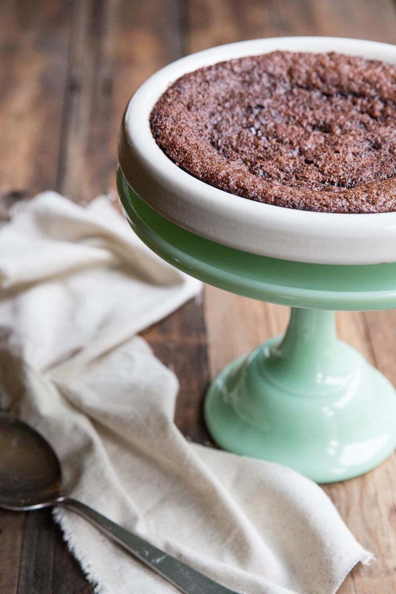 Mexican Chocolate Pudding Cake Recipe • theVintageMixer.com #chocolatecake #vegan