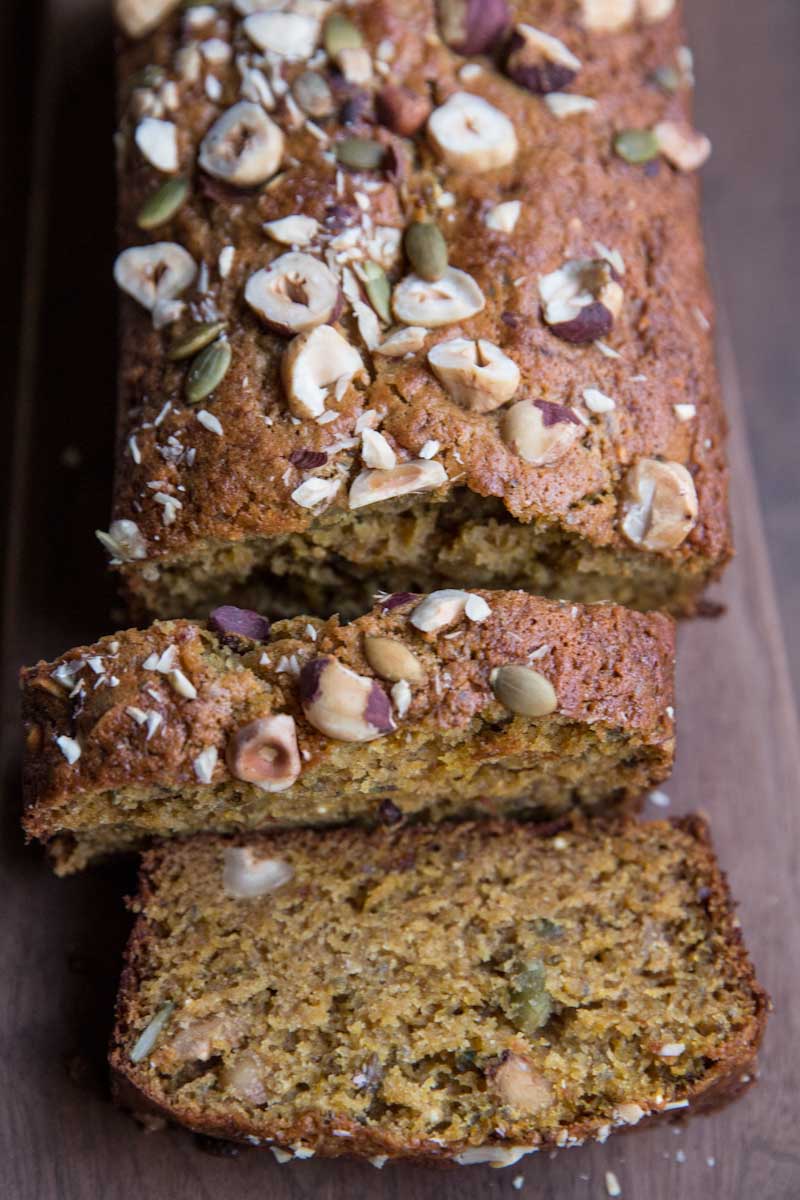 acorn squash bread recipe with seeds and nuts • theVintageMixer.com #bread