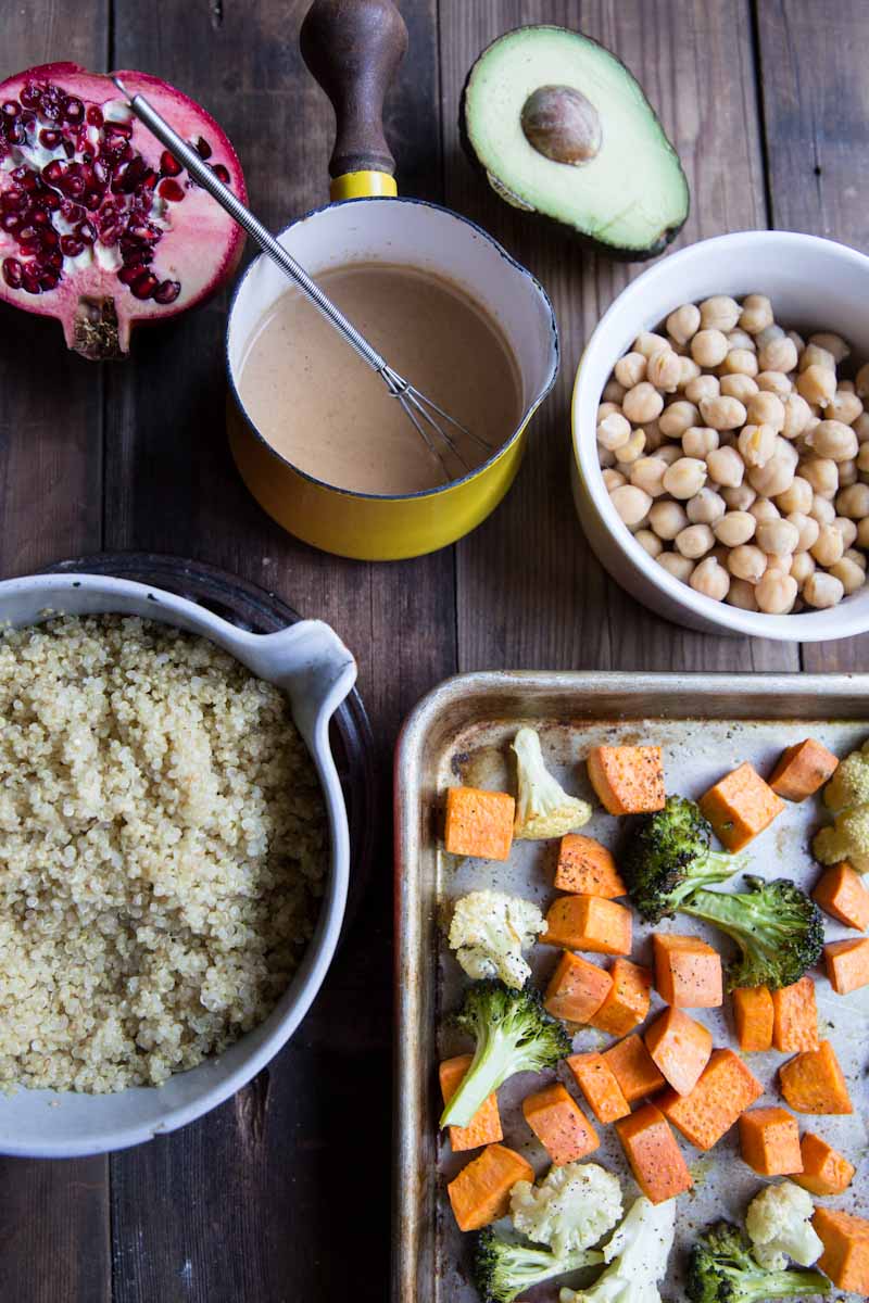 Winter Super Food Bowls with Peanut Sauce • theVintageMixer #healthy #superfoods