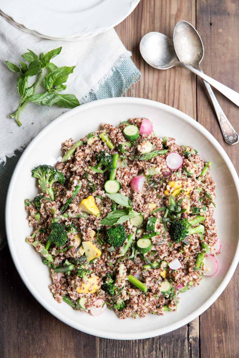 Quinoa Primavera Recipe • theVintageMixer.com #eatseasonal