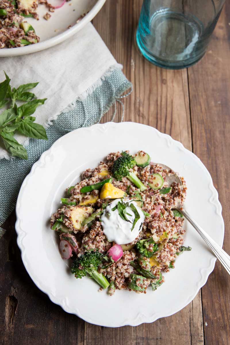 Quinoa Primavera Recipe • theVintageMixer.com #eatseasonal