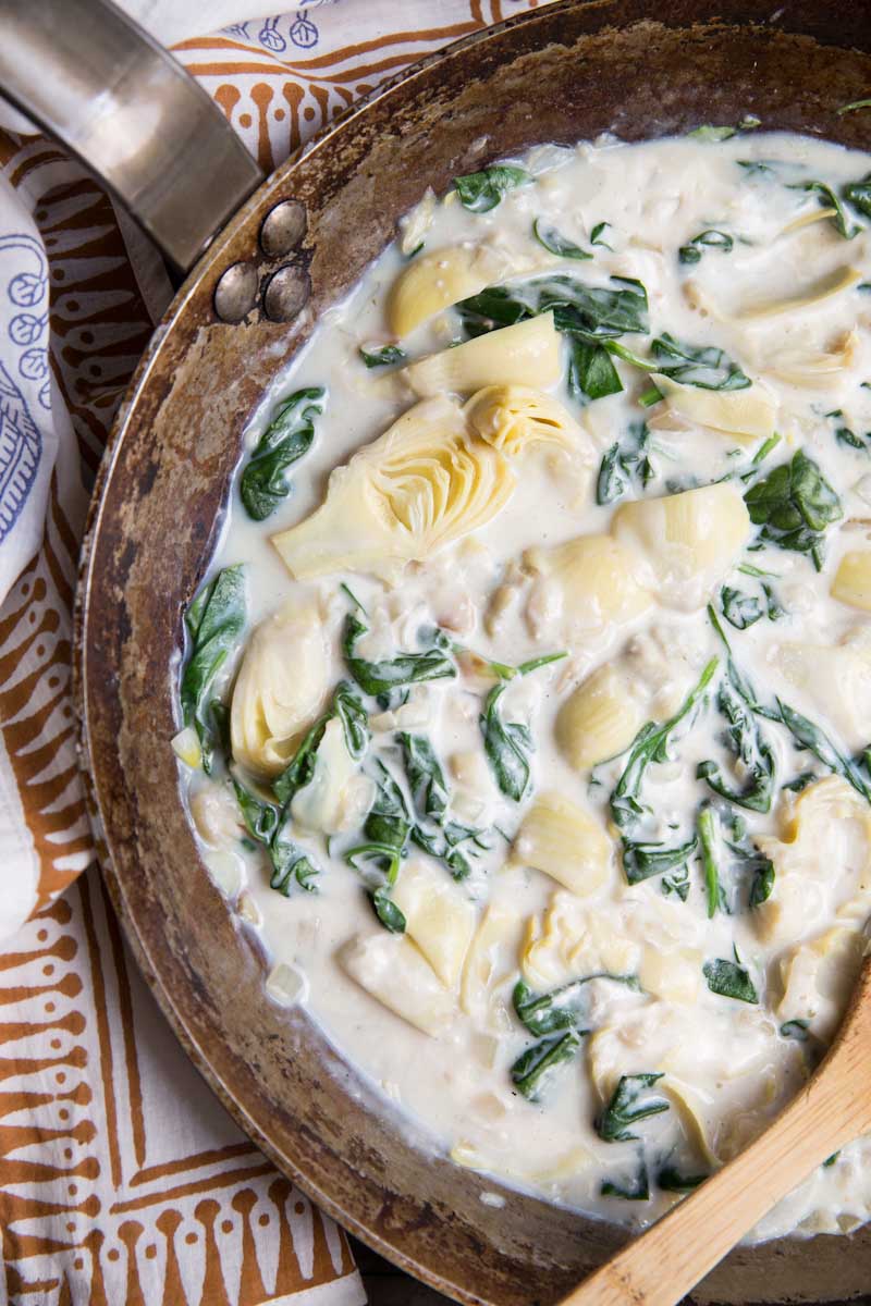 Spinach Artichoke Pasta Recipe • theVintageMixer.com #pasta