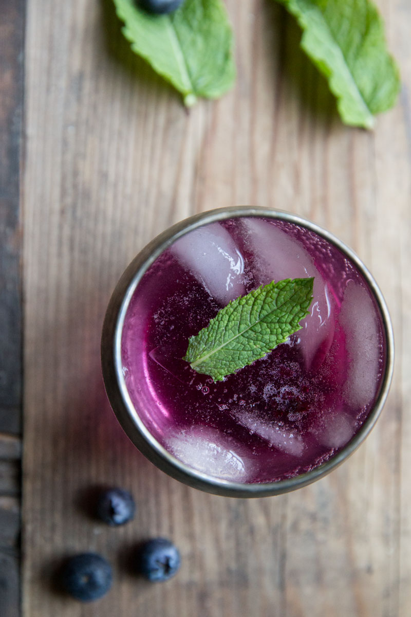 Blueberry Mint Gin Cocktail Vintage Mixer