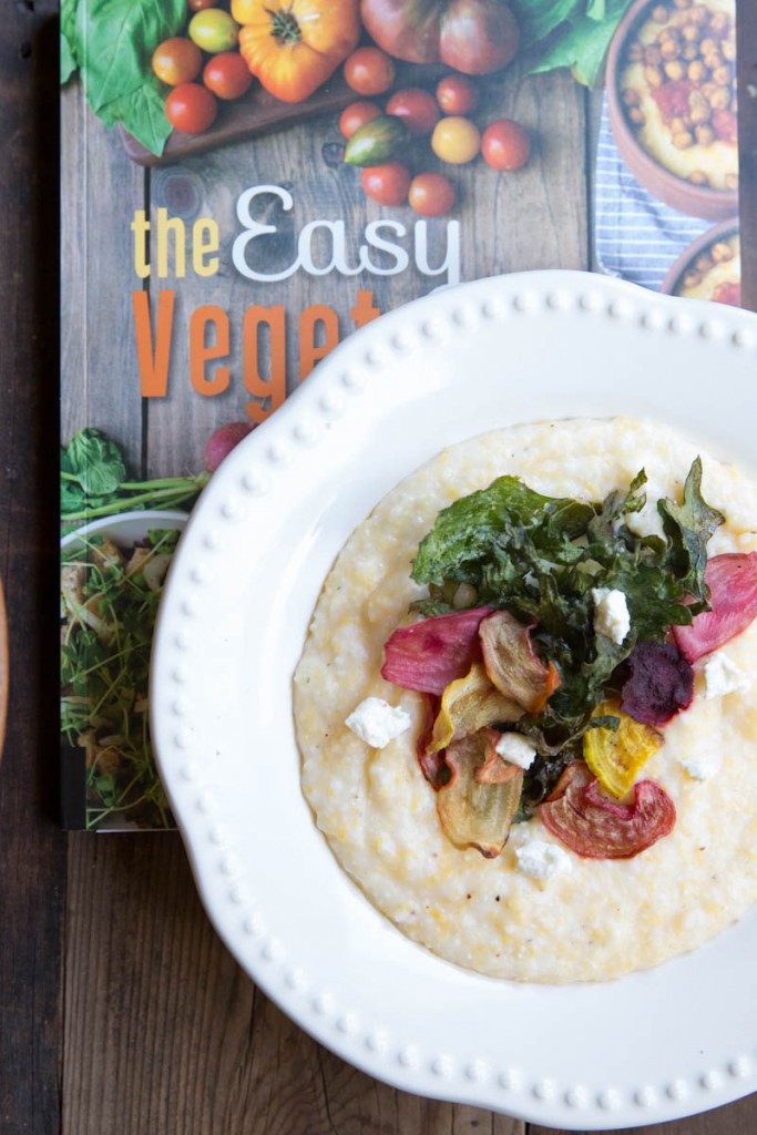 Goat Cheese Polenta with Crispy Beets and Kale • theVintageMixer.com #vegetarian #eatseasonal