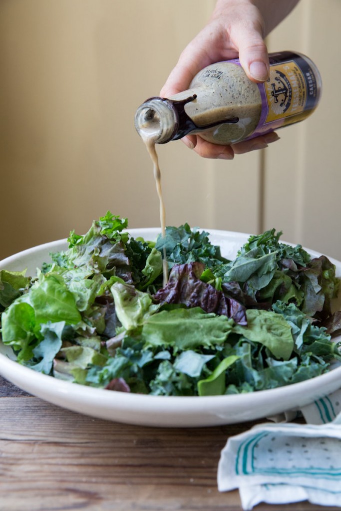 kale and blueberry caesar salad recipe • theVintageMixer.com #saladrecipe #eatseasonal