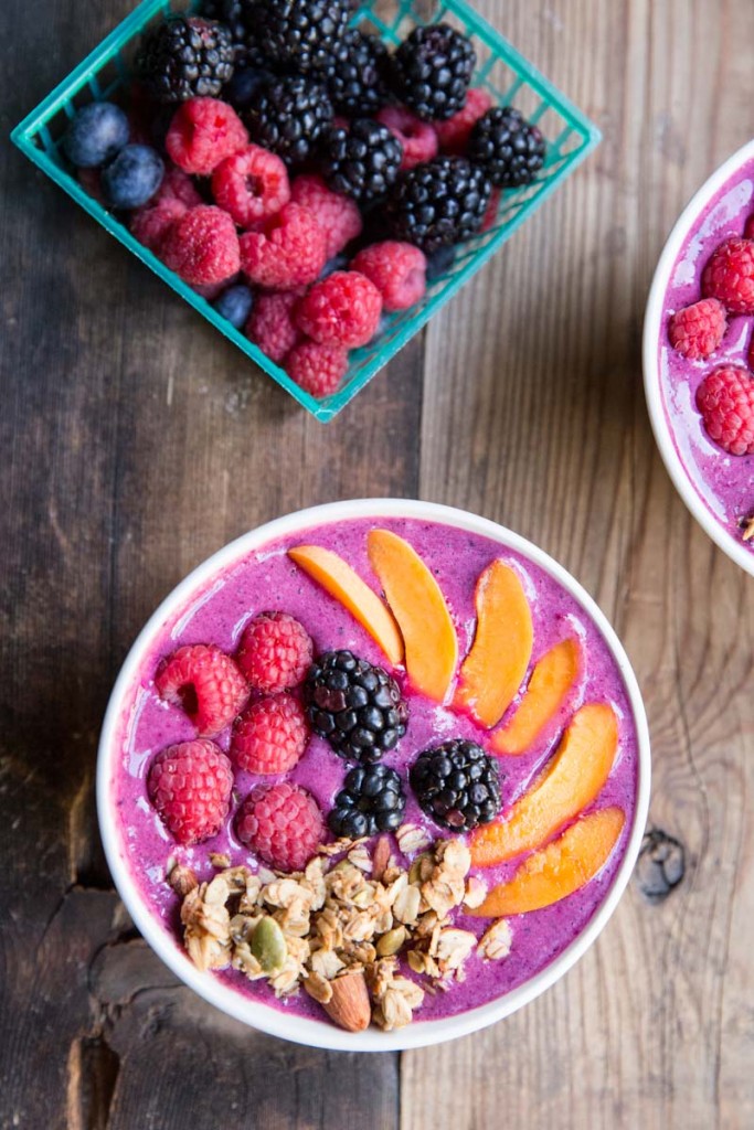 Smoothie Bowl Recipe with Cherries, Berries, Beets, and Kale 