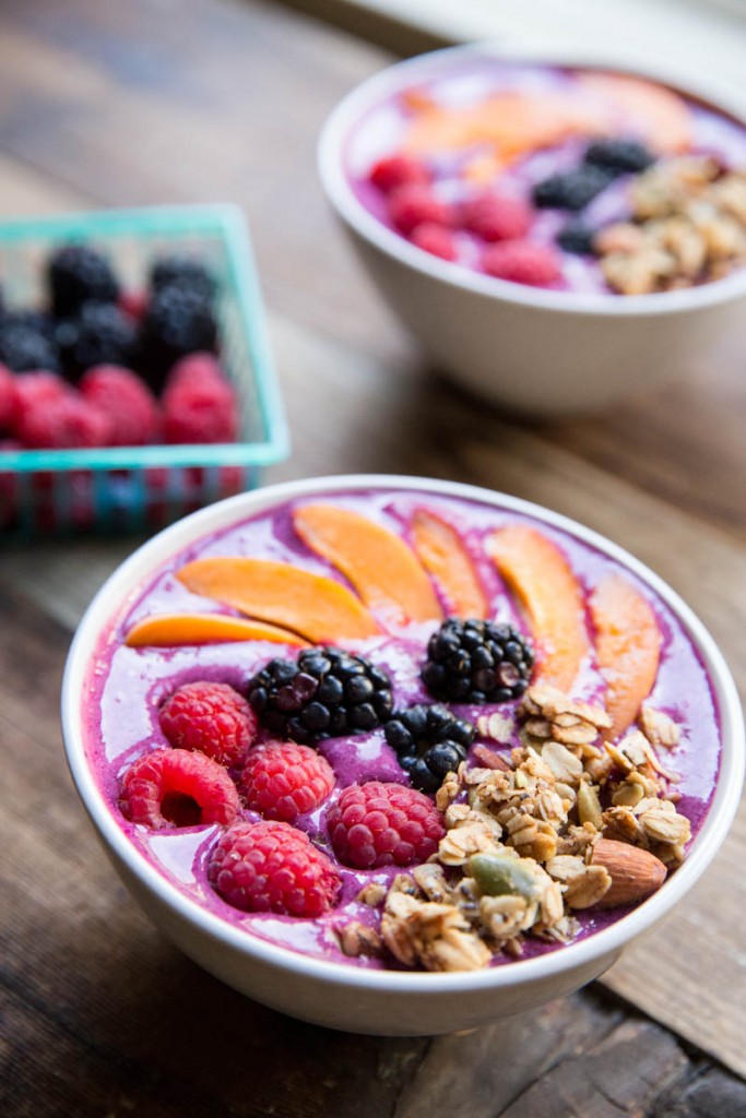 Smoothie Bowl Recipe with Cherries, Berries, Beets, and Kale • theVintageMixer.com #smoothie