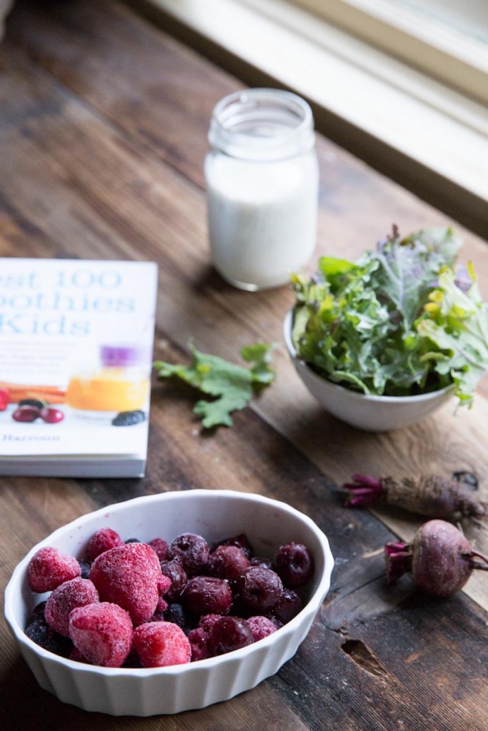 Smoothie Bowl Recipe with Cherries, Berries, Beets, and Kale • theVintageMixer.com #smoothie