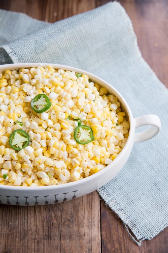 cream-less coconut creamed corn recipe • theVintageMixer.com #cornrecipe #glutenfree #dairyfree #summerrecipe