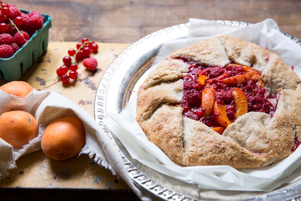 raspberry apricot galette recipe • theVintageMixer.com #galette #fruitrecipe #pie