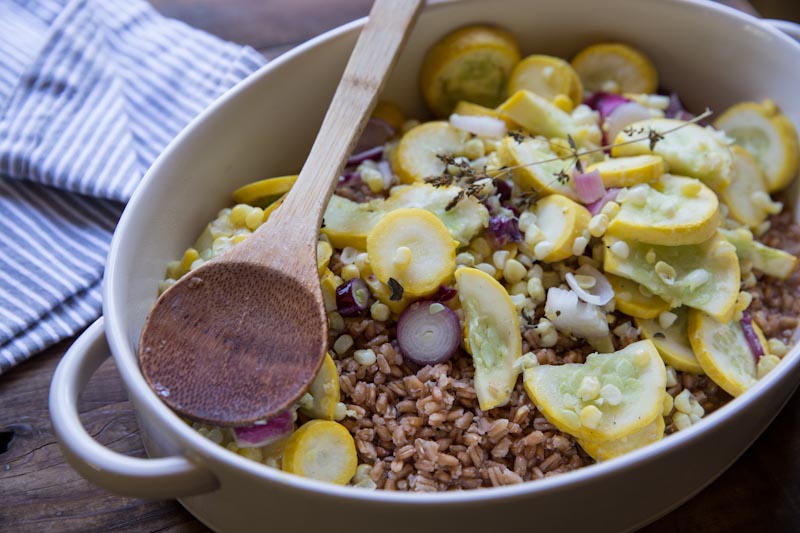 Farro Risotto with Roasted Squash and Corn 