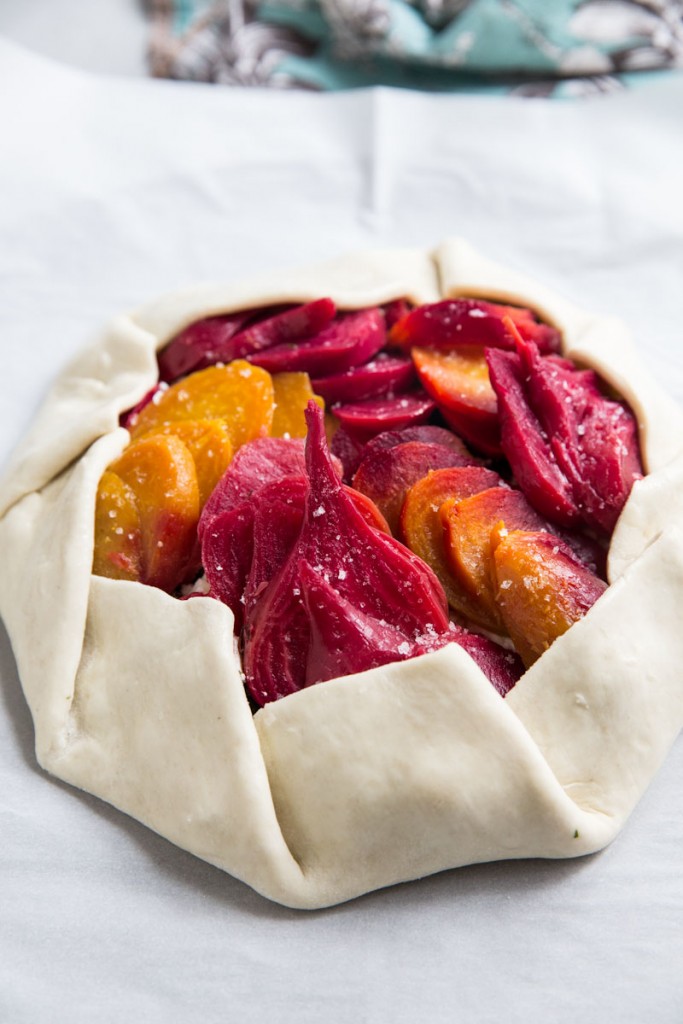 Beet and Goat Cheese Galette with Hazelnuts and Honey • theVintageMixer.com #eatseasonal #beets