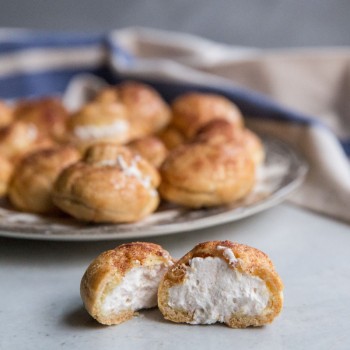 Churro Cream Puffs Recipe • theVintageMixer.com #churros #pateachoux