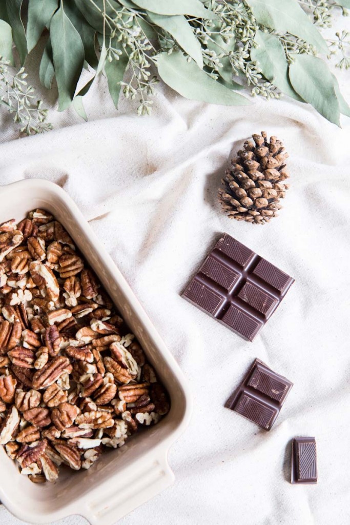 Pecan Sables with Dark Chocolate Ganache