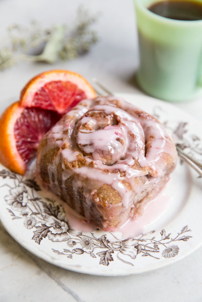 Blood Orange Sourdough Sweet Rolls • theVintageMixer.com #sourdoughrecipe #bloodorange #cinnamonrolls #valentinesrecipe