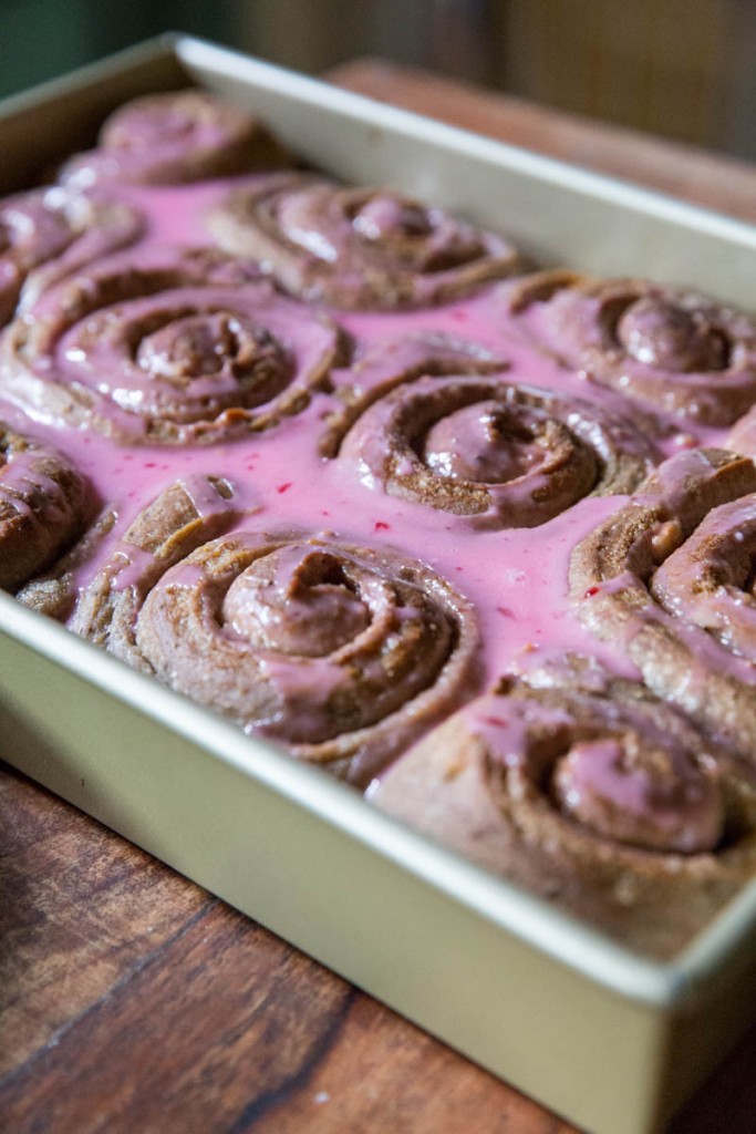 Blood Orange Sourdough Sweet Rolls • theVintageMixer.com #sourdoughrecipe #bloodorange #cinnamonrolls #valentinesrecipe