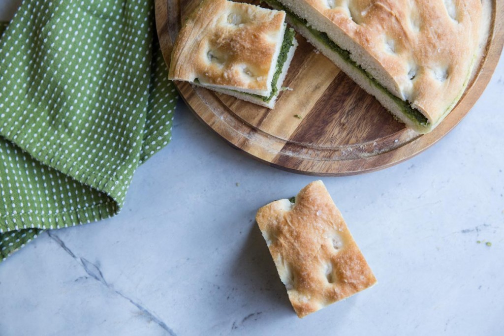 Pesto Filled Focaccia Bread