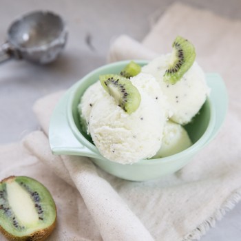 Kiwi Lime Sherbet Recipe • theVintageMixer.com #icecream #stpatricksdayrecipe #sherbet #lime #kiwi #eatseasonal