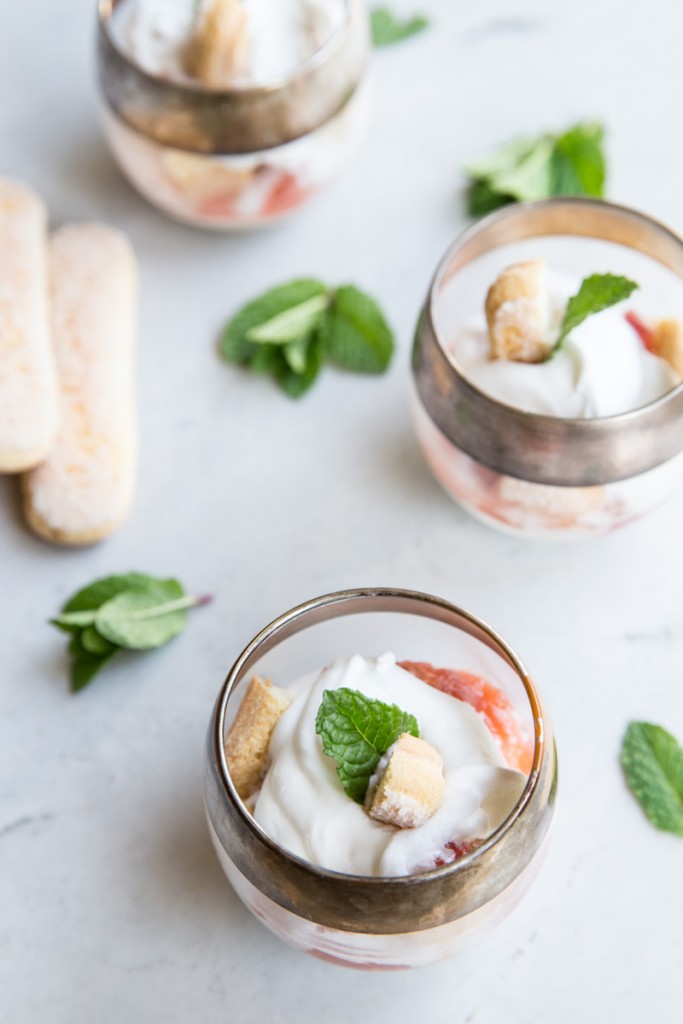 Rhubarb Eton Mess with Coconut Whipped Cream • theVintageMixer.com #dairyfree #eatseasonal #rhubarb